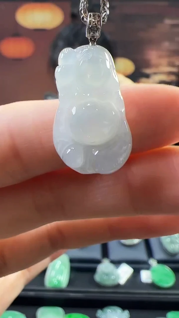 18K金镶嵌挂件翡翠布袋佛 不含链