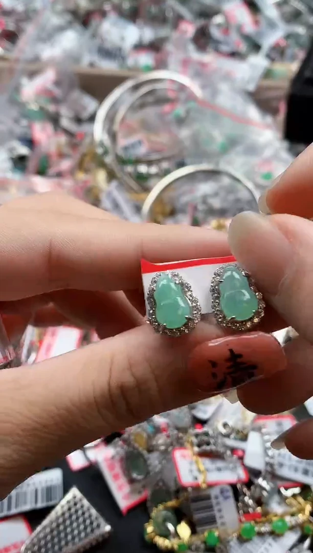 银S925镶嵌戒指翡翠天然A货缅甸翡翠