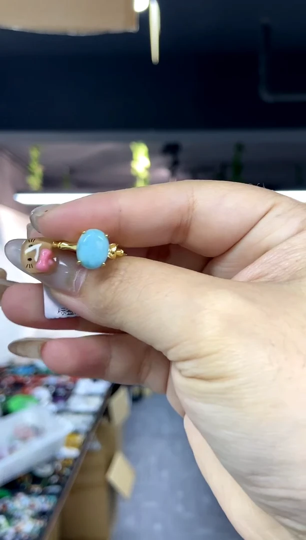 未镶嵌针钠钙石（海纹石）戒指多样性发其一颜色微差