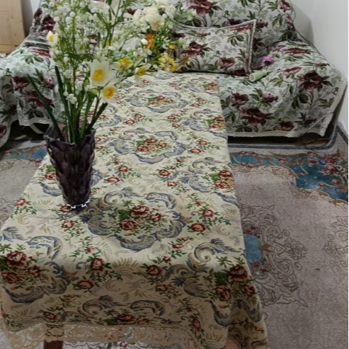 ZN165-8【130*180】欧花十水溶花边棉麻交织布盖巾