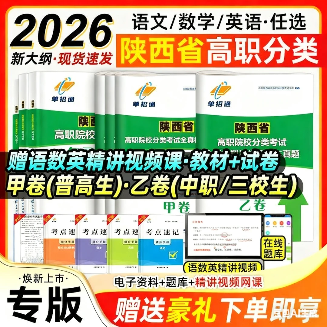 2026陕西单招高职分类普高生三校生历年真题普高语数英真题模拟卷