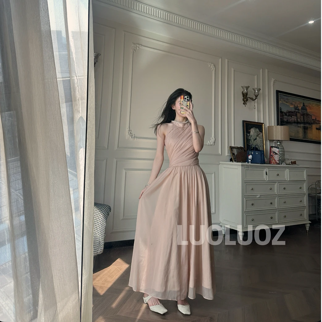 【现货】LUOLUOZ【鹤梦美学】气质无袖绝美2025新款长款连衣裙CC055