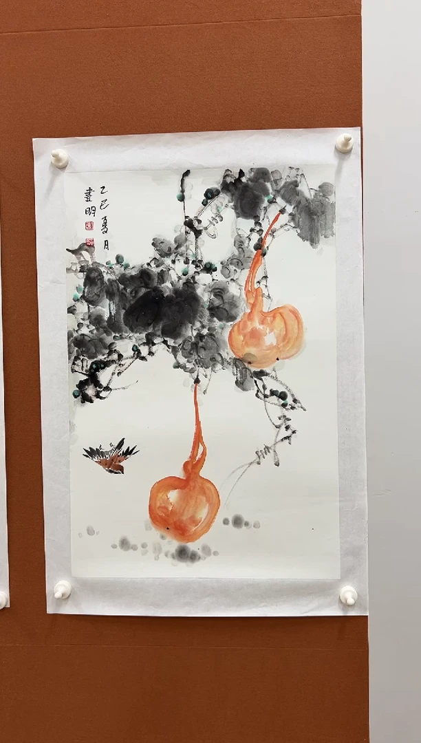 国画童建明四尺三开花鸟