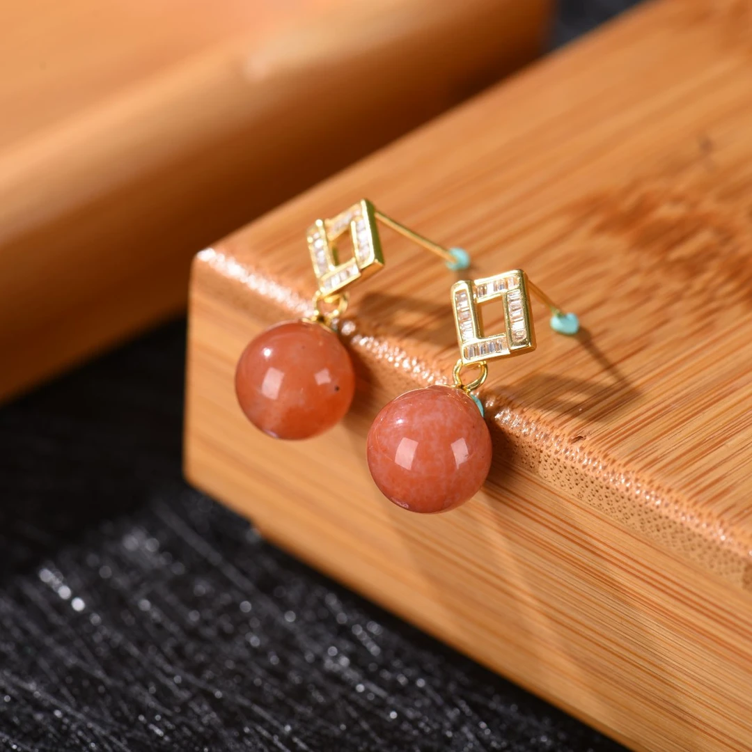 0优化原矿南红耳坠蜜柚红 10mm 无注胶无烤色 无染色（多