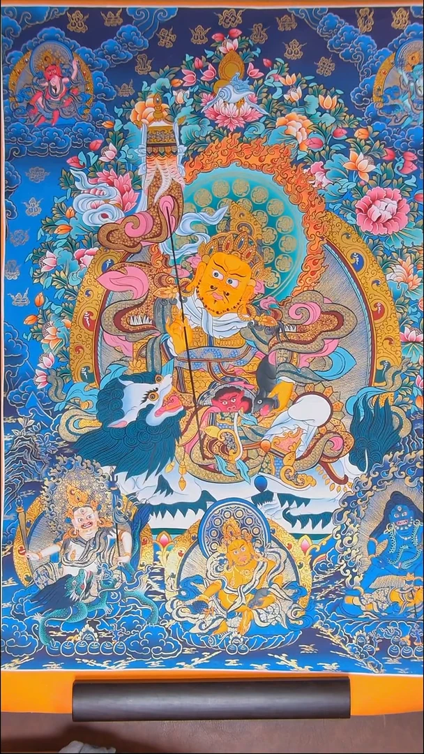 卷轴画财宝天手绘唐卡五路7555cm