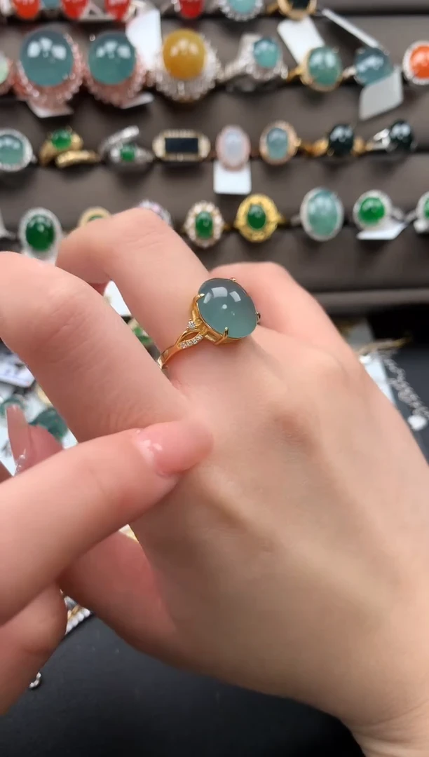 【闪购商品】翡翠戒指银S925镶嵌63151