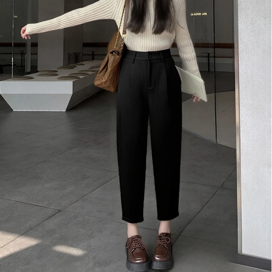 tonlion/唐狮极简风秋冬直筒裤纯色微弹休闲裤秋季126423093701