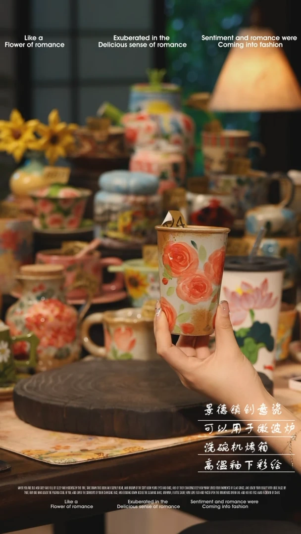 陶瓷景德镇高温釉下彩绘设计师款式