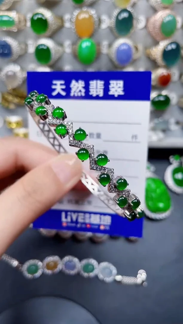 银S925镶嵌手镯翡翠160
