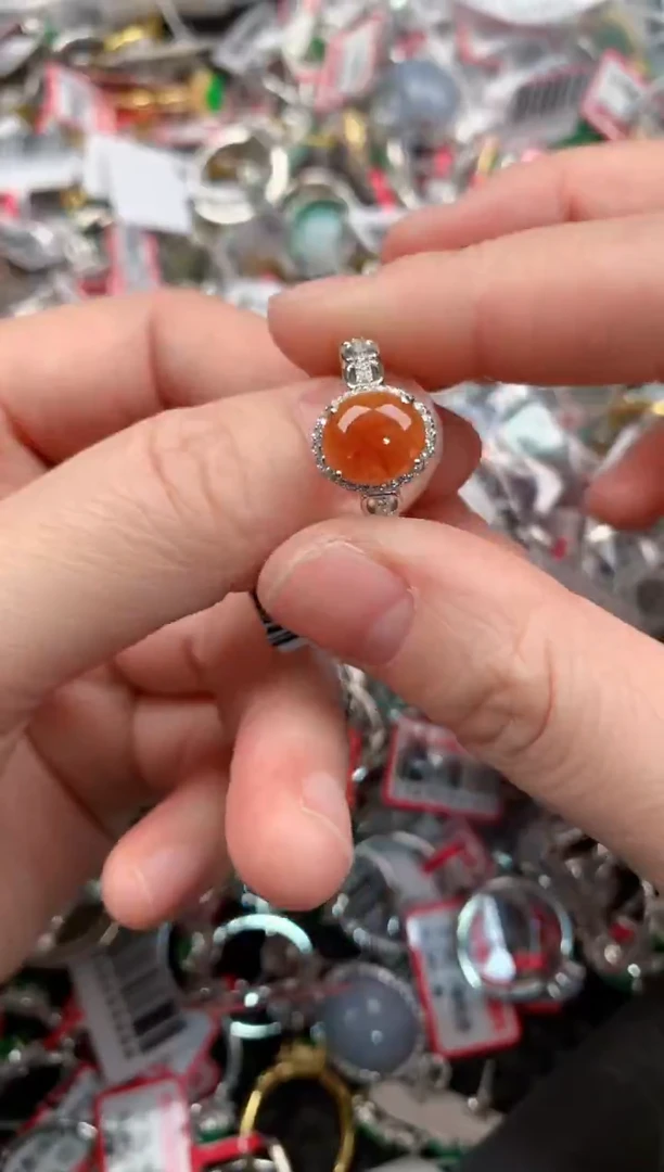 银S925镶嵌戒指翡翠333             1