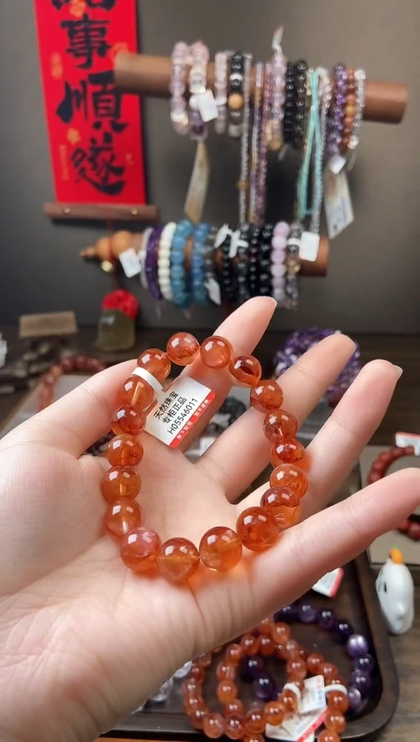 水晶手串未镶嵌红胶花11.5m