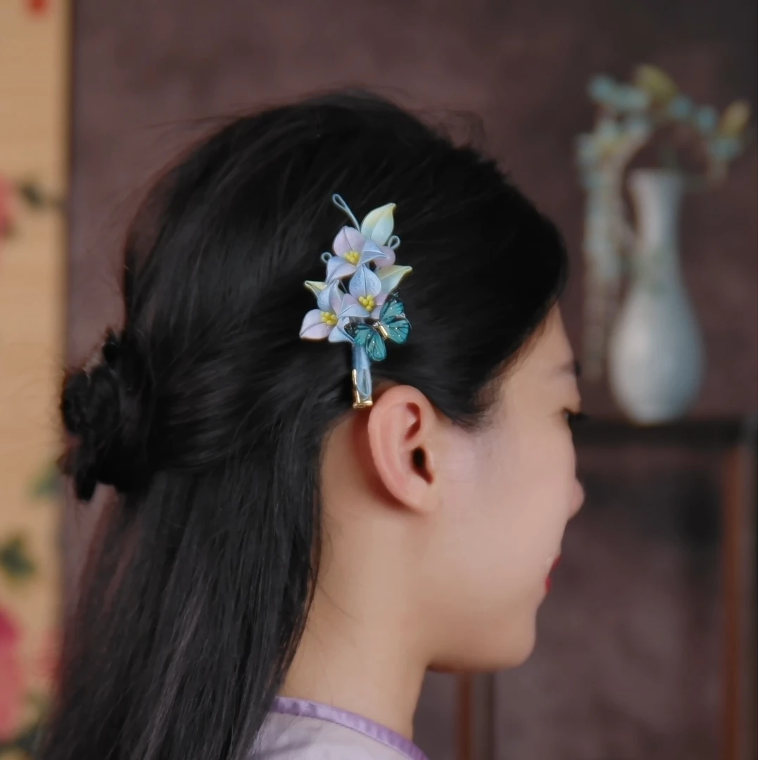 【三角梅】非遗缠花纯手工仙气日常侧边夹古风发饰