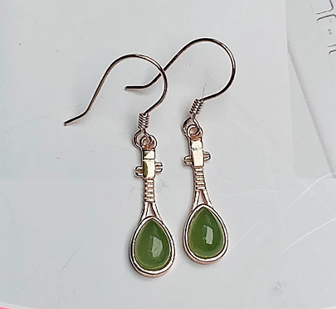 HW【麦子家族618大促】天然和田玉耳饰S925银百搭耳坠F0270