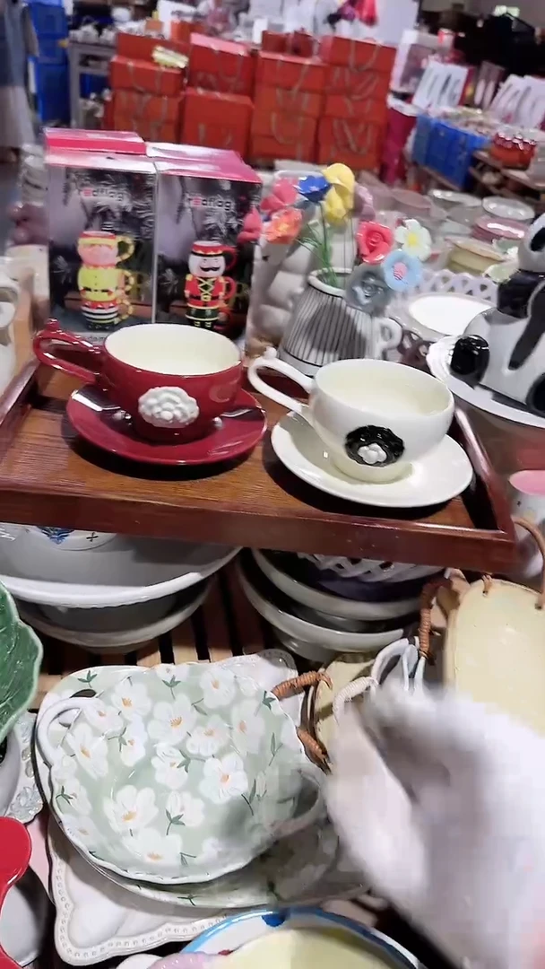 碗2套咖啡杯碟 山茶花 微瑕凑满20元包邮