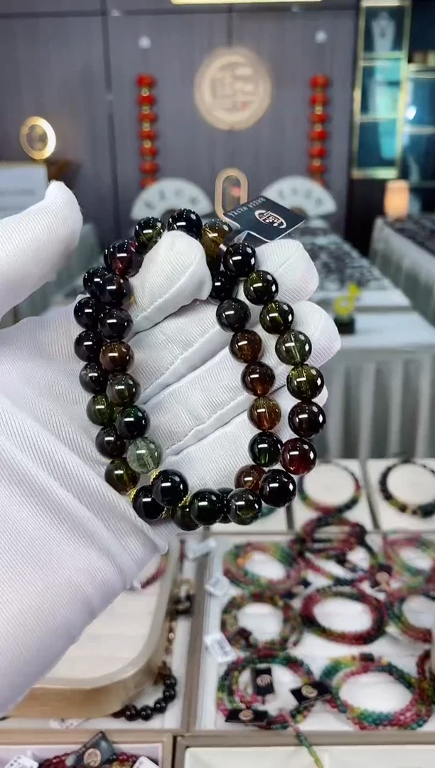 未镶嵌老矿碧玺单圈手串9mm+碧玺xion多样性发一条