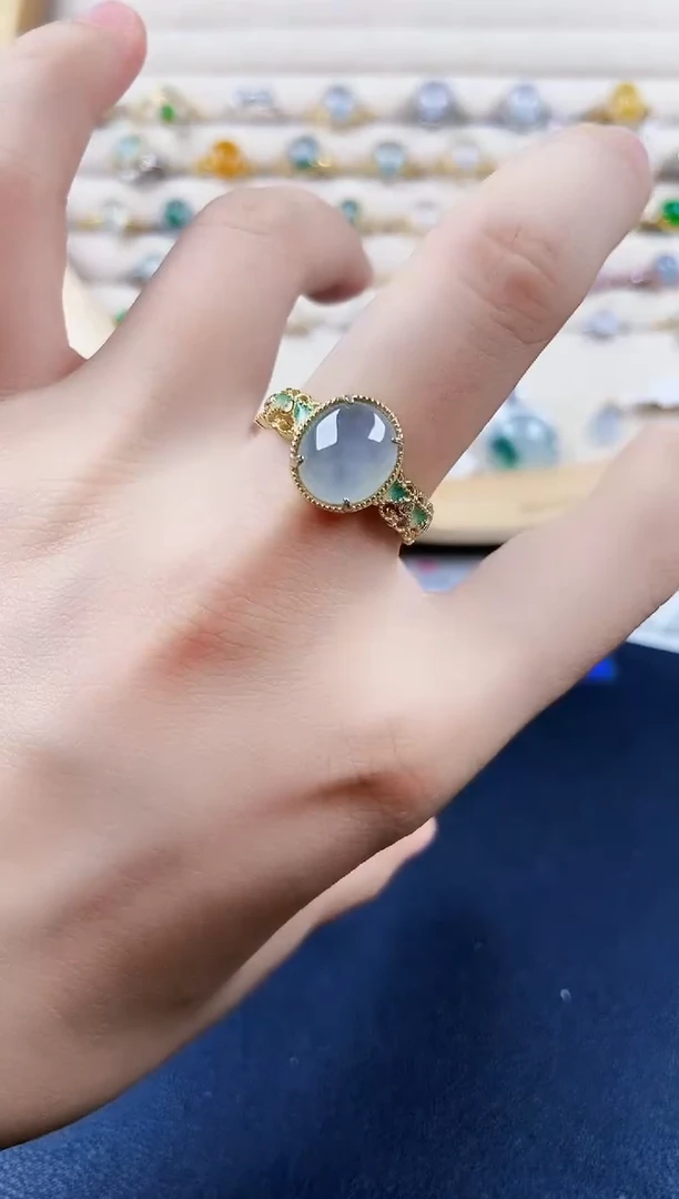 翡翠戒指银S925镶嵌54688