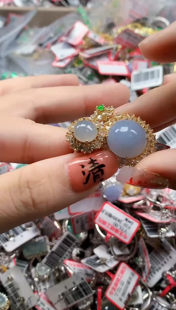 银S925镶嵌戒指翡翠天然A货缅甸翡翠