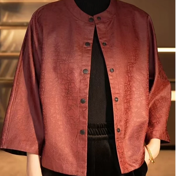 [2025春季新款]精选双面双穿红油老料龟裂纹时尚上衣