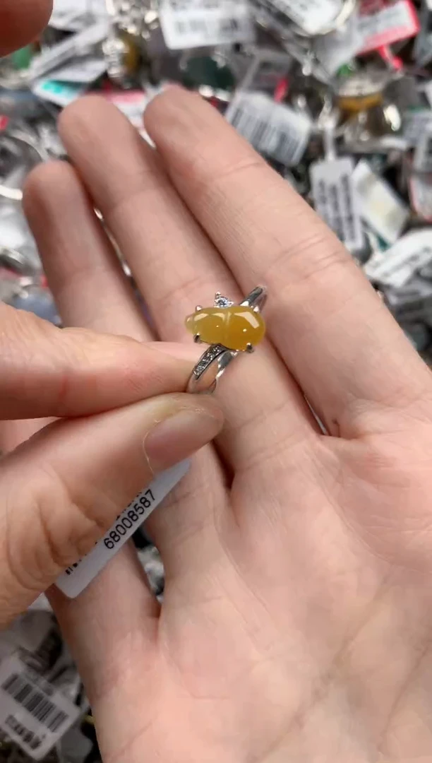 银S925镶嵌戒指翡翠666            1