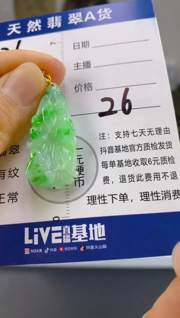 【闪购商品】翡翠颈饰18K金镶嵌天然A货翡翠