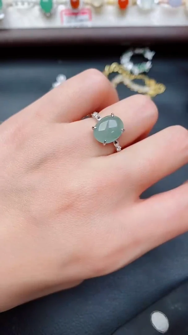 银S925镶嵌戒指翡翠...