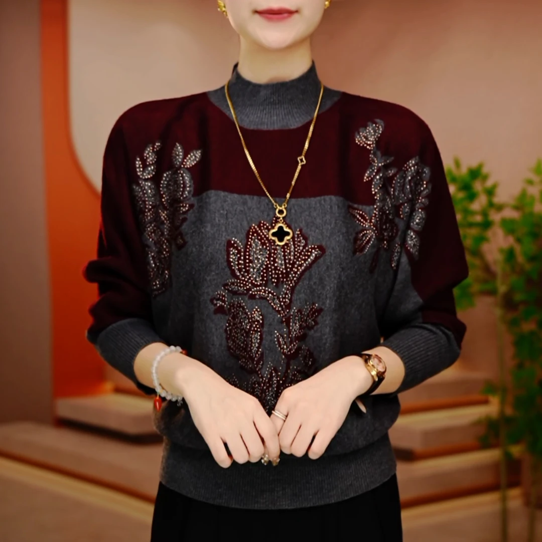 D251128-秋冬新款抗起球高端显瘦减龄洋气宽松女士气质时尚套头