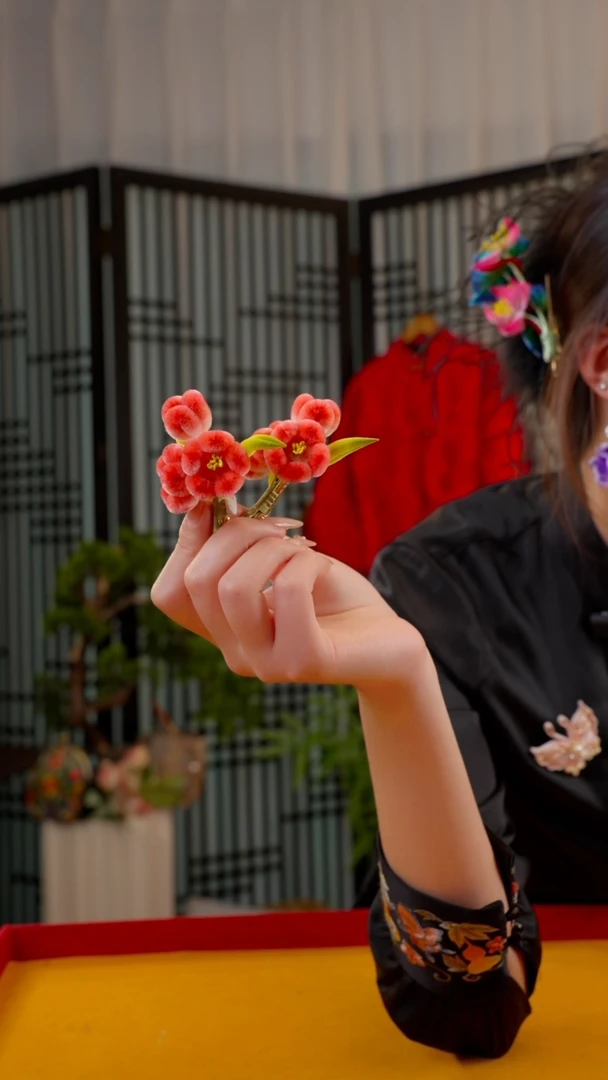 刺绣蓝***花非遗苏绣手工饰品