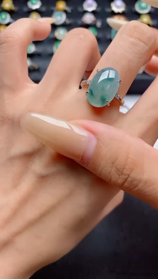 翡翠戒指银S925镶嵌.