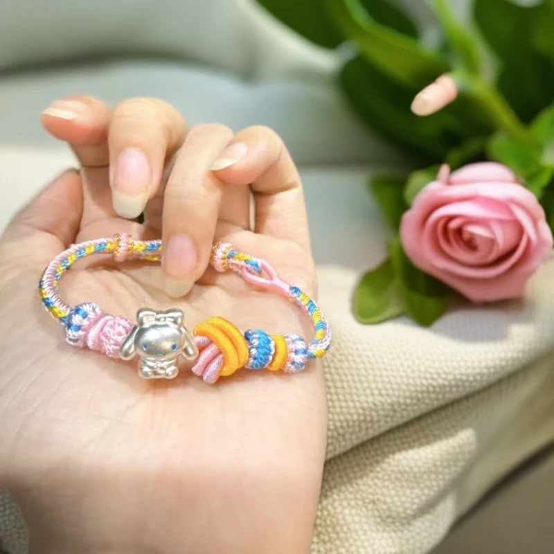 足银手链 足银玉桂狗少女纯手工编织珠宝甜美原创设计好运手绳