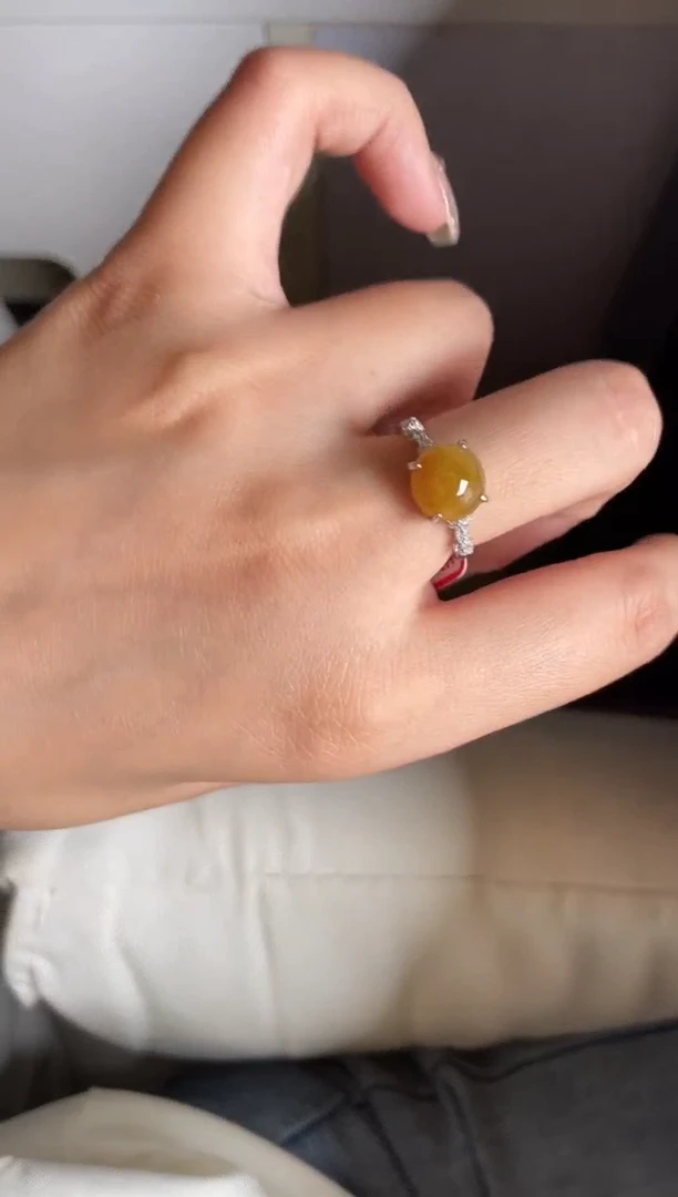 翡翠戒指银S925镶嵌一物一证一礼盒