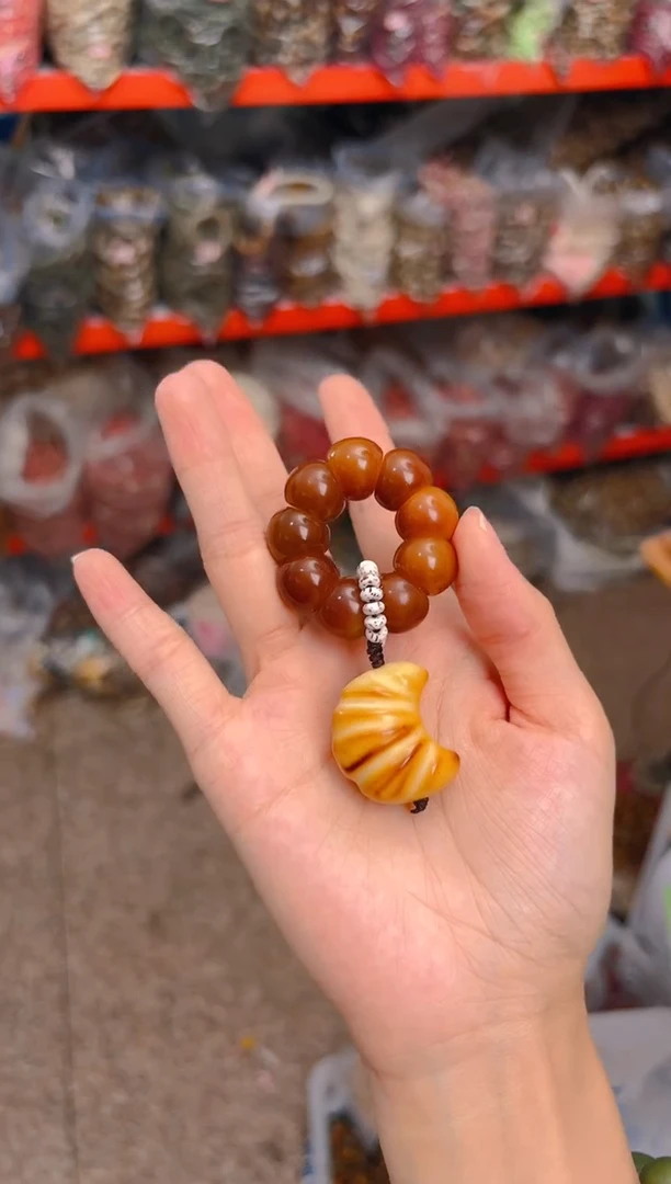 吊坠菩提根/象牙果栗子手捻带牛角