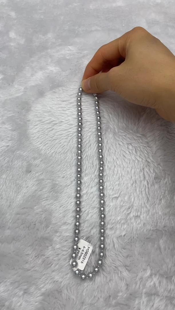 项链银S925镶嵌海水珍珠AK真多麻6-6.5mm