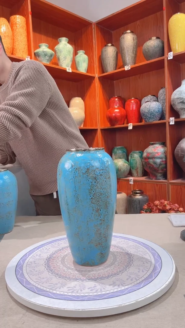 【闪购商品】瓶精品陶瓷花瓶 无花 复古蓝 大号