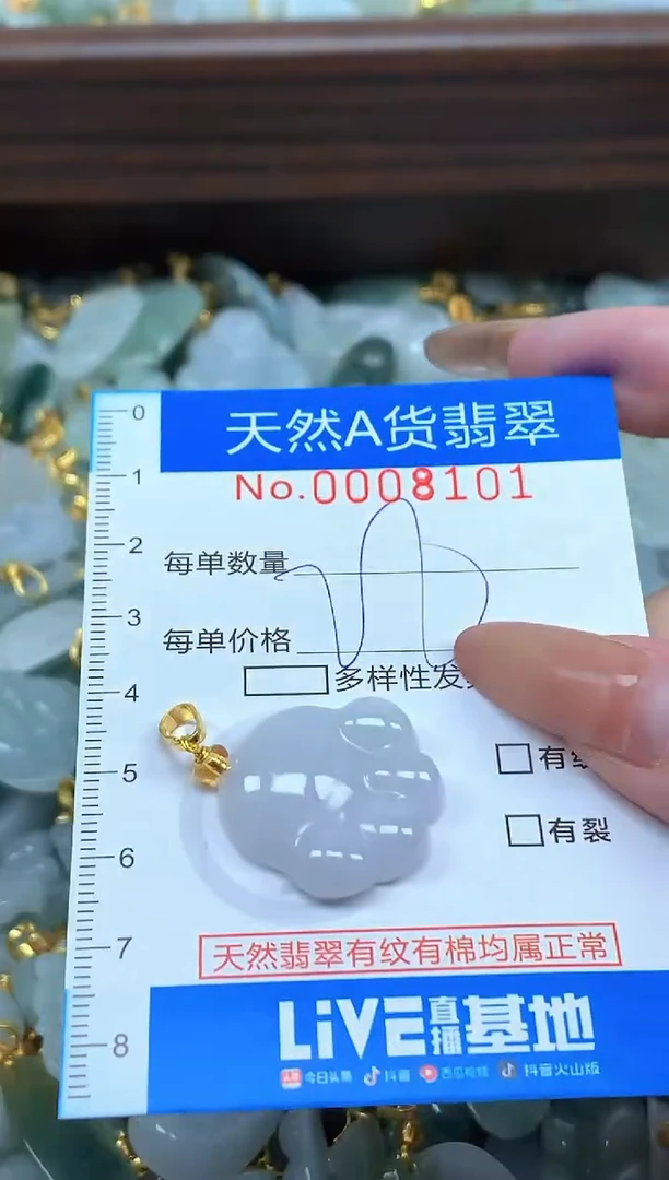 颈饰未镶嵌翡翠净货挂件-8101