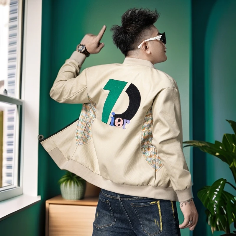 娜罗普西时尚休闲秋冬季新款男士刺绣外套棒球服男款飞行员夹克潮