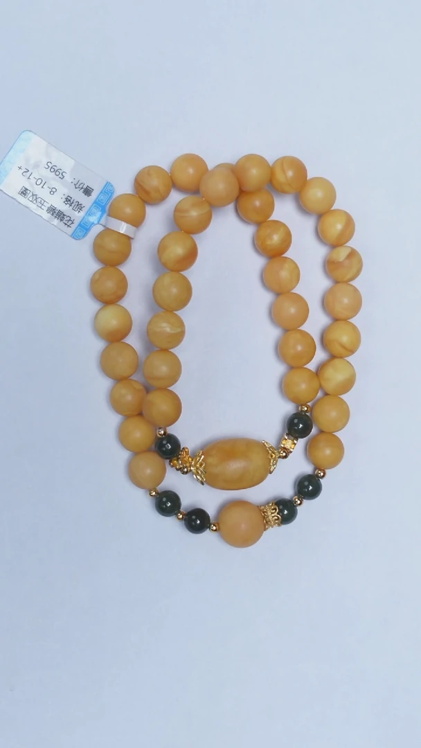 手链琥珀未镶嵌石膏花蜡双圈