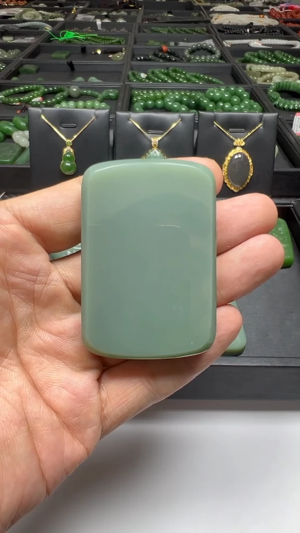 颈饰未镶嵌和田玉（碧玉）【老马】和田玉碧玉鸭蛋青约39*58