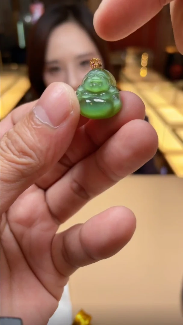 定制和田玉18K金镶嵌吊坠879372-6.16-F53-多样性发货