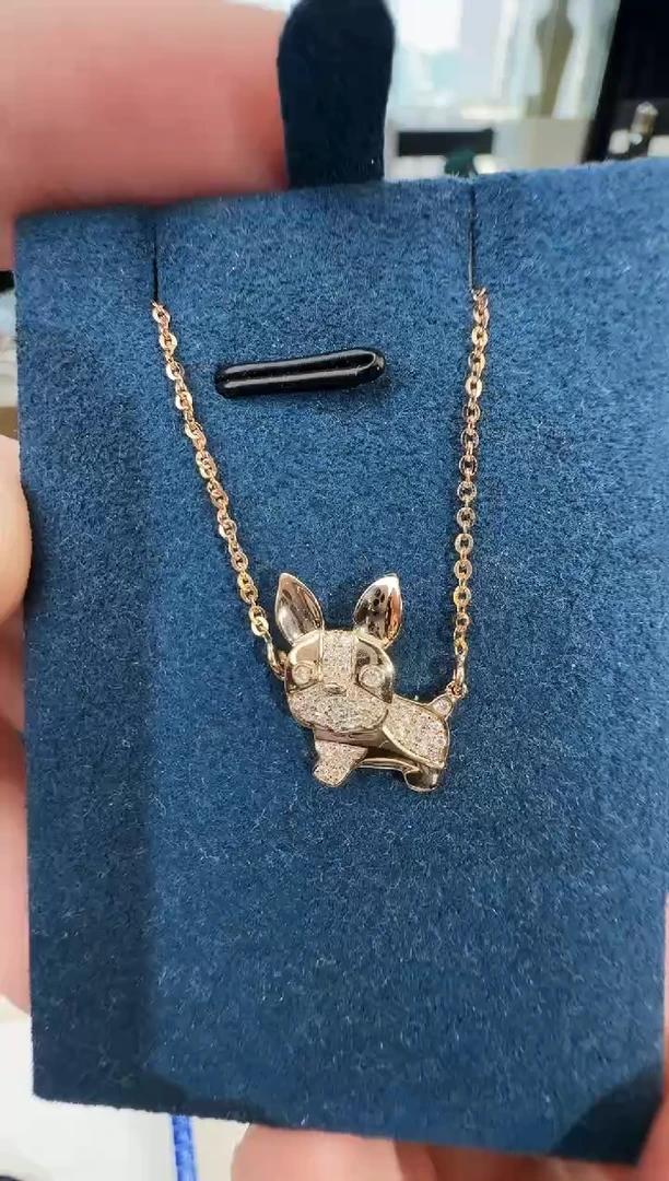 【闪购商品】钻石套链18K金镶嵌k玫套链3.16g