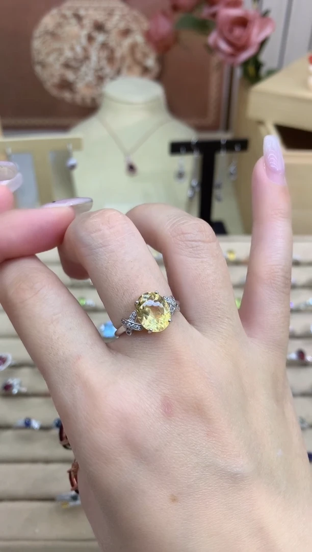 银S925镶嵌戒指黄晶黄水晶