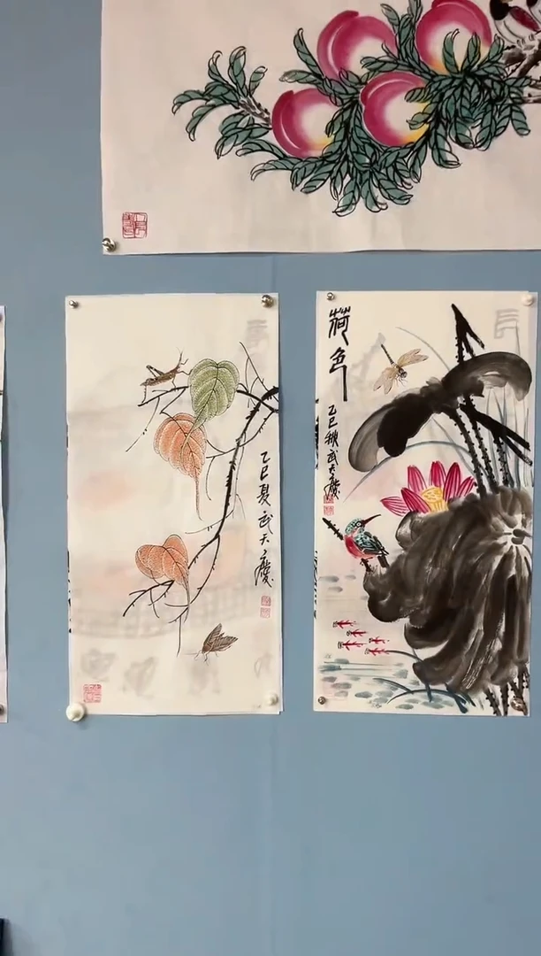 国画一**然武天庆老师贝叶草虫+荷花