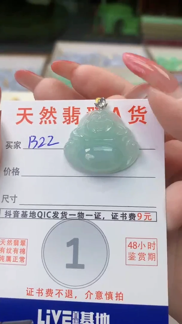颈饰18K金镶嵌翡翠天然A货翡翠挂件
