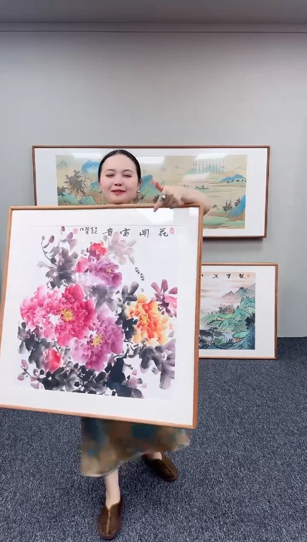 国画花开富贵80*80手写手绘