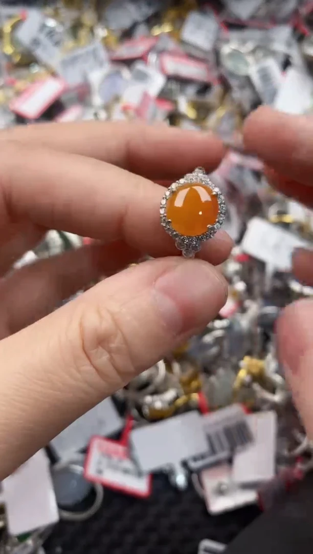 银S925镶嵌戒指翡翠5555---8