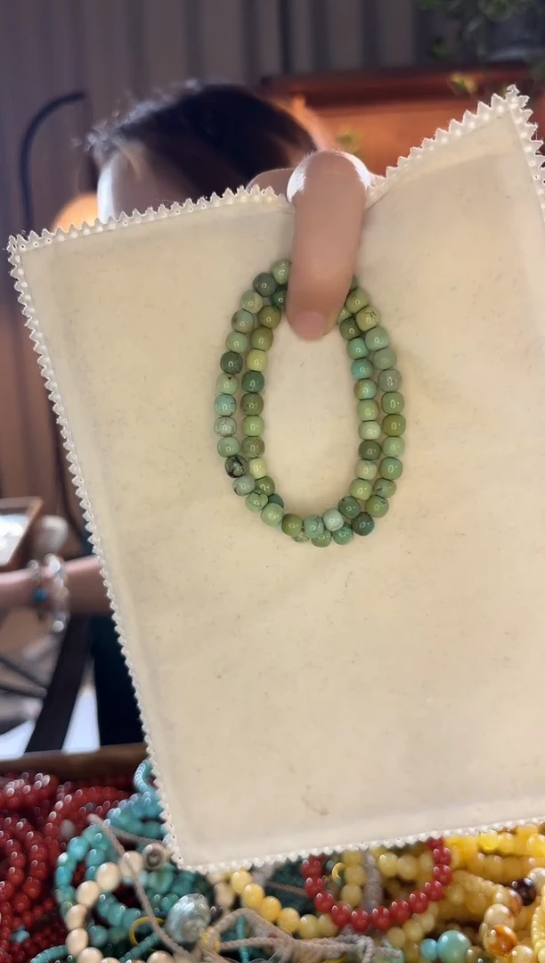 未镶嵌绿松石手串绿松石高瓷高品质双圈手串