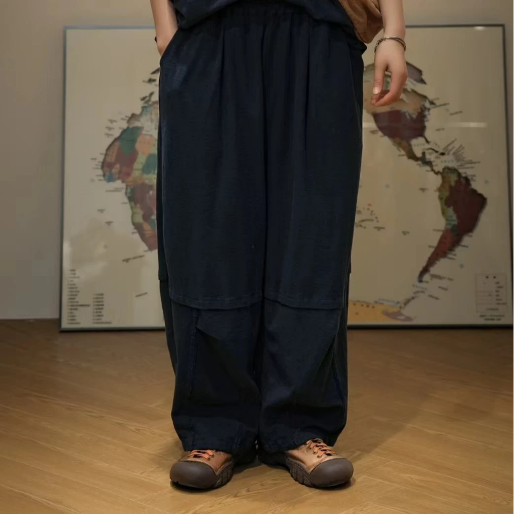 疯子张24新款春季复古针织卫裤棉百搭纯色时尚宽松休闲裤08214