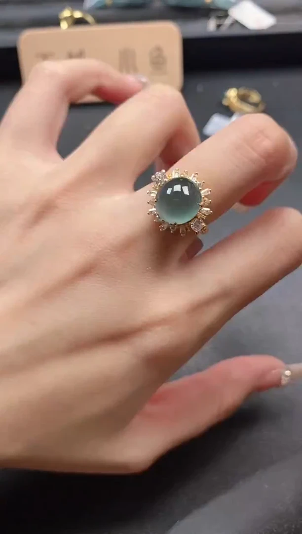 银S925镶嵌戒指翡翠51511