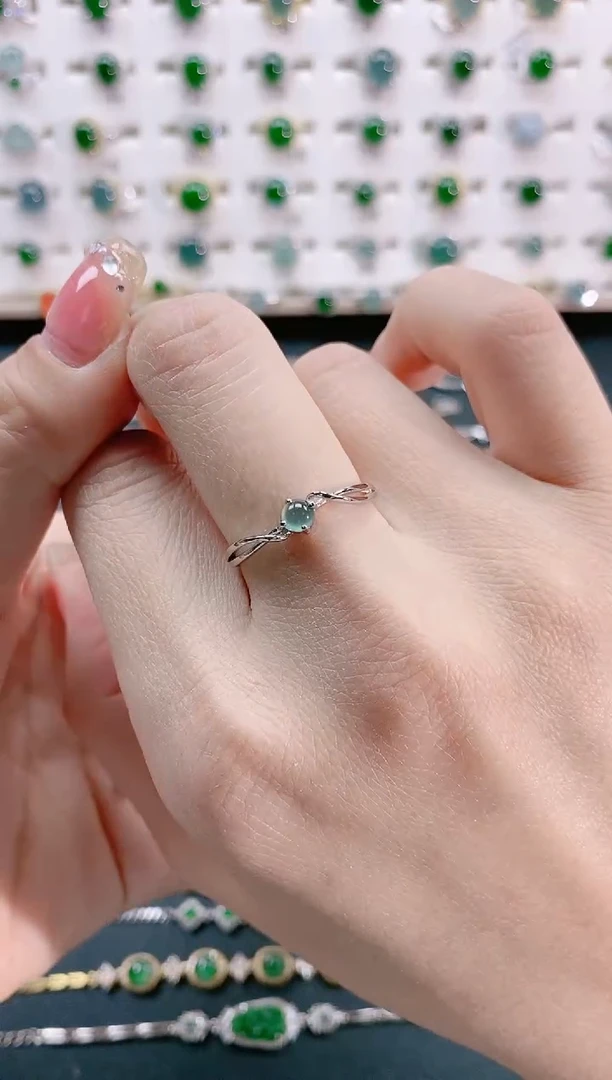 【闪购商品】翡翠戒指银S925镶嵌天然翡翠