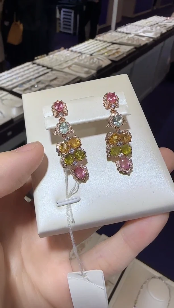 【闪购商品】碧玺耳饰银S925镶嵌设计款