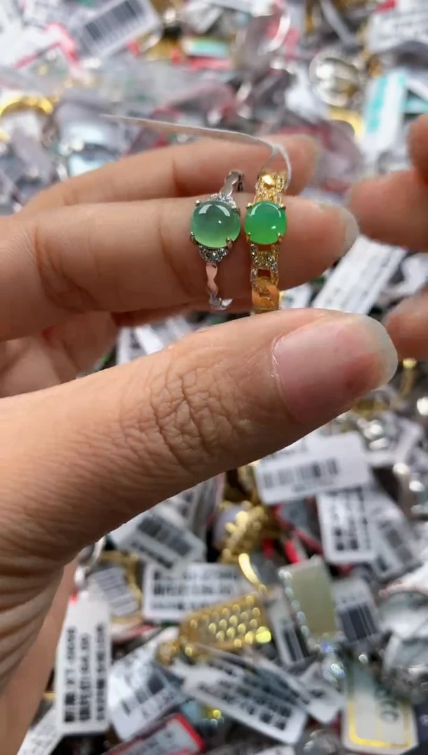 银S925镶嵌戒指翡翠13    3